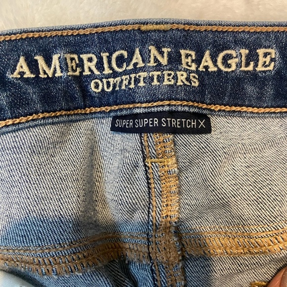 American Eagle Outfitters Dark Blue Distressed Skinny Jeans - Picture 3 of 4